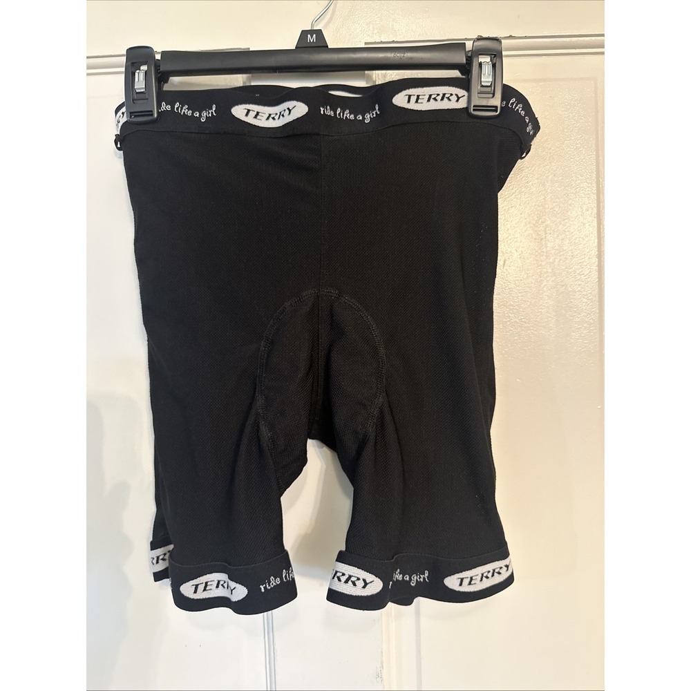 TERRY Shorts Women Medium Black Cycling Padded Stretch Nylon "Ride Like A Girl"